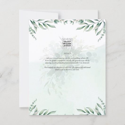 Groen PHOTO TROUWKAART Eucalyptus (Achterkant)