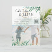 Groen PHOTO TROUWKAART Eucalyptus Kaart (Staand voorkant)