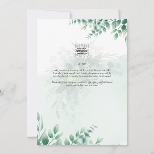 Groen PHOTO TROUWKAART Eucalyptus Kaart (Achterkant)