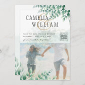 Groen PHOTO TROUWKAART Eucalyptus Kaart (Voorkant / Achterkant)