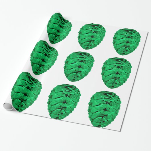 Groen Pinecones Inpakpapier (Uitgerold)