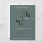 GROEN PINK FOLIAGE WREATH GRAND OPENEN INVITE BEDANKKAART (Voorkant)