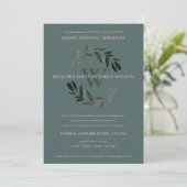 GROEN PINK FOLIAGE WREATH GRAND OPENEN INVITE BEDANKKAART (Staand voorkant)
