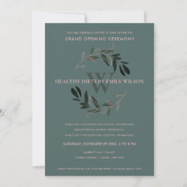 GROEN PINK FOLIAGE WREATH GRAND OPENEN INVITE BEDANKKAART