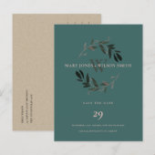 GROEN PINK ROSE GOLD FOLIAGE WREATS BEWAREN DE DAT AANKONDIGINGSKAART (Voorkant / Achterkant)