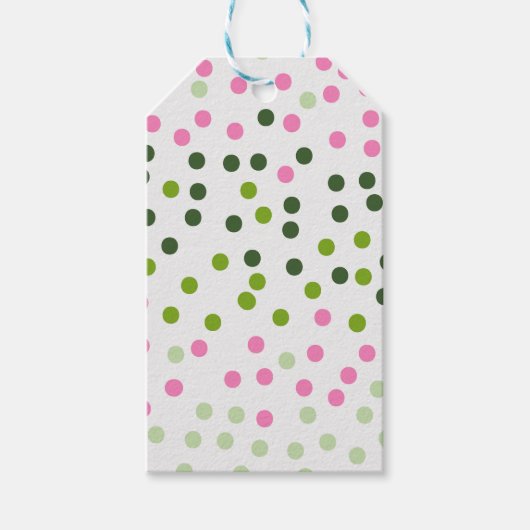 GROEN PINK WHITE POLKA DOTS CADEAULABEL (Voorkant)