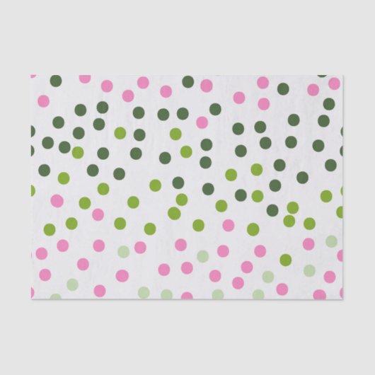 GROEN PINK WHITE POLKA DOTS TISSUEPAPIER (Voorkant)