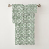 Groen  Pinwheel Damask Bad Handdoek (Insitu)