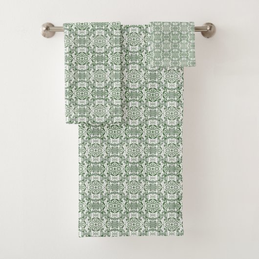 Groen  Pinwheel Damask Bad Handdoek (Insitu)