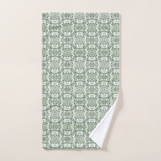 Groen  Pinwheel Damask Bad Handdoek (Handdoek)
