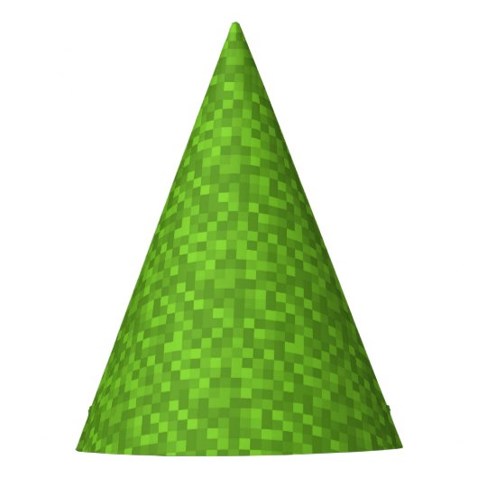 Groen Pixelpatroon Retro 8-Bit Gaming Feesthoedjes (Voorkant)