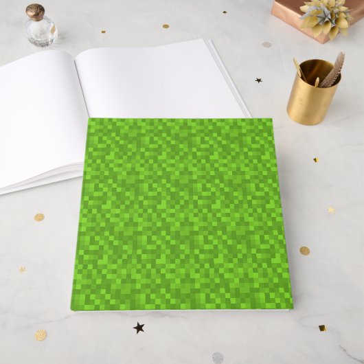 Groen Pixelpatroon Retro 8-Bit Gaming Gastenboek (Voorkant open)