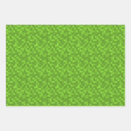 Groen Pixelpatroon Retro 8-Bit Gaming Inpakpapier Vel