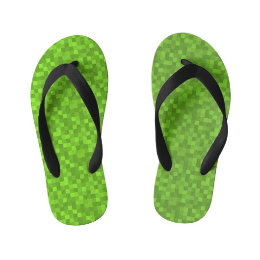 Groen Pixelpatroon Retro 8-Bit Gaming Kinder Teenslippers (Voetbed)