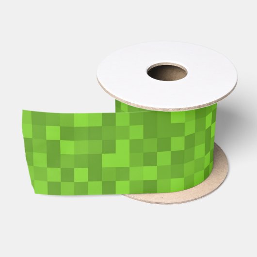 Groen Pixelpatroon Retro 8-Bit Gaming Satijnen Lint (Spoel)