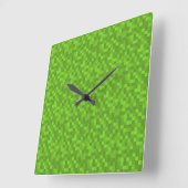Groen Pixelpatroon Retro 8-Bit Gaming Vierkante Klok (Hoek)
