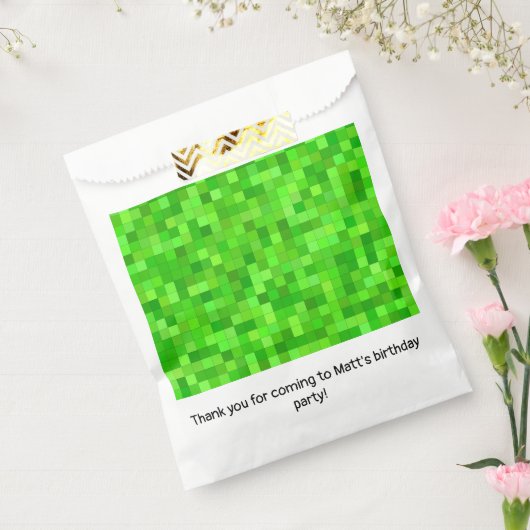 Groen Pixels Verjaardagsfeestje Bedankzakje (Gezegeld)