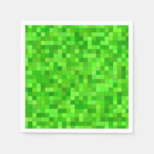 Groen Pixels Verjaardagsfeestje Servet (Voorkant)