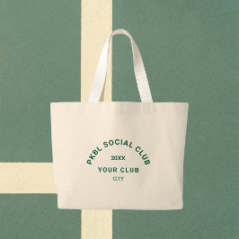 Groen PKBL Social Club Crest Pickleball Grote Tote Bag