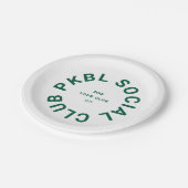 Groen PKBL Social Club Crest Pickleball Papieren Bordje (Gekanteld)