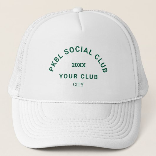 Groen PKBL Social Club Crest Pickleball Trucker Pet (Voorkant)