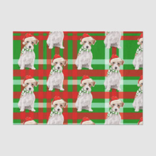 Groen Plaid met Jack Russell Terrier Kerstmis Tissuepapier