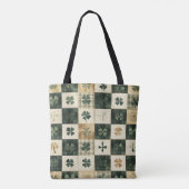 GROEN PLAID PATROON MET GROENE & WITTE SHAMROCKS TOTE BAG (Achterkant)
