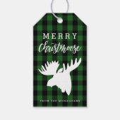Groen Plaid Vrolijk Christmoose Cadeaulabel (Voorkant)