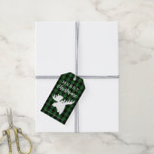 Groen Plaid Vrolijk Christmoose Cadeaulabel (Met Touw)