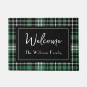 Groen Plaid Welkom Monogrammed Familienaam Doorm Deurmat (Voorkant)