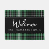 Groen Plaid Welkom Monogrammed Familienaam Doorm Deurmat (Voorkant)