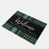 Groen Plaid Welkom Monogrammed Familienaam Doorm Deurmat (Schuin)