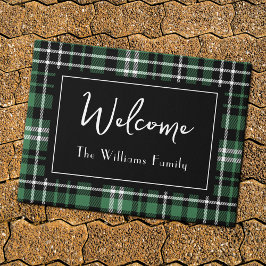 Groen Plaid Welkom Monogrammed Familienaam Doorm Deurmat