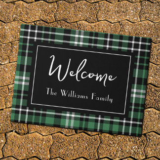 Groen Plaid Welkom Monogrammed Familienaam Doorm Deurmat