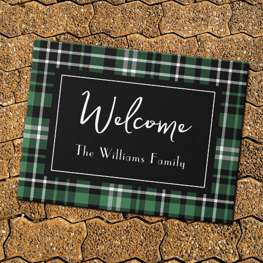 Groen Plaid Welkom Monogrammed Familienaam Doorm Deurmat