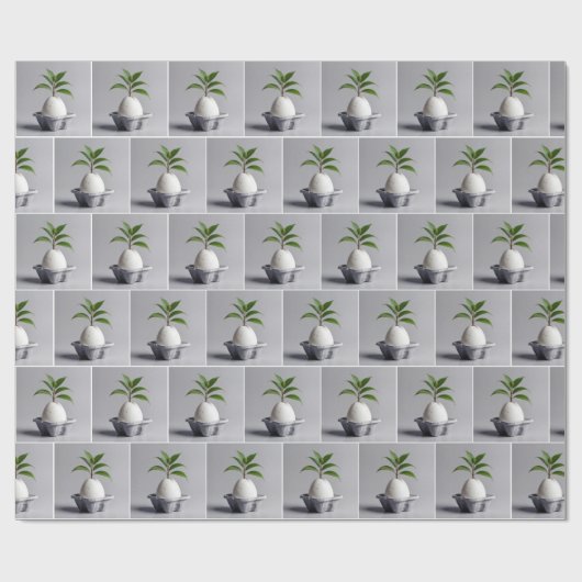 Groen Plant groeit uit een wit ei Cadeaupapier (Vlak)