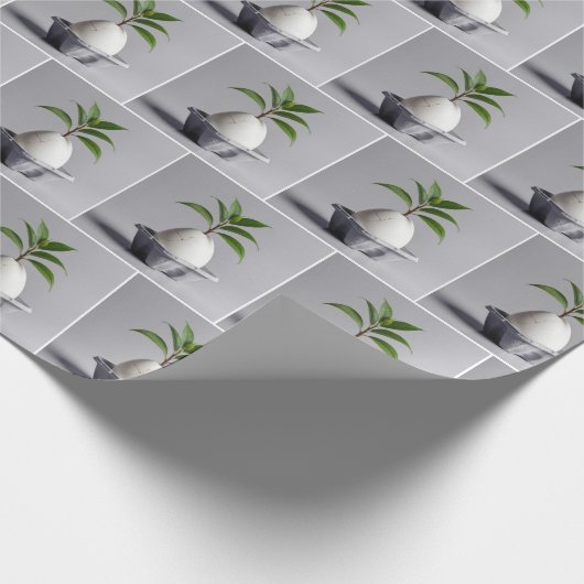 Groen Plant groeit uit een wit ei Cadeaupapier (Hoek)