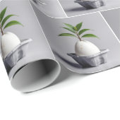 Groen Plant groeit uit een wit ei Cadeaupapier (Rol Hoek)
