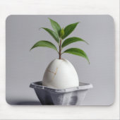 Groen Plant groeit uit een wit ei Muismat (Voorkant)