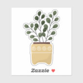 Groen plant in pottransparante sticker (Vel)