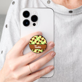 Groen plant in terracotta pot op geel PopSocket