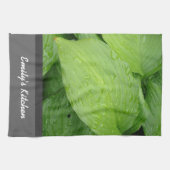 groen plant met regendruppels theedoek (Horizontaal)