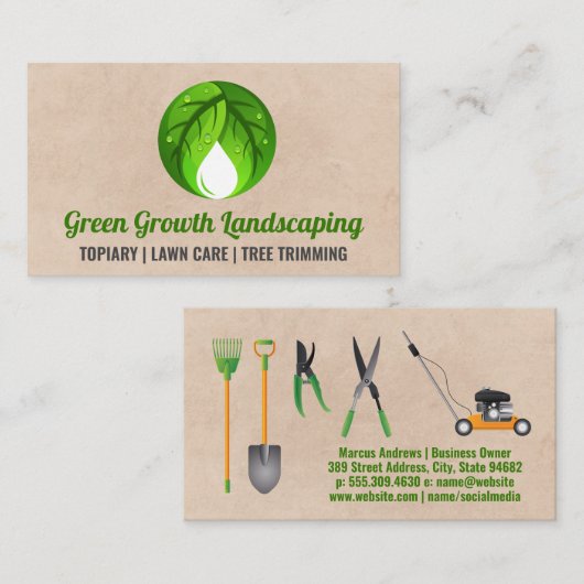 Groen Plant Moderne Logo | landschapstools Visitekaartje