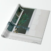 GROEN PLANT OP WITTE VENSTER CADEAUPAPIER (Uitgerold)