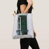 GROEN PLANT OP WITTE VENSTER TOTE BAG (Dichtbij)