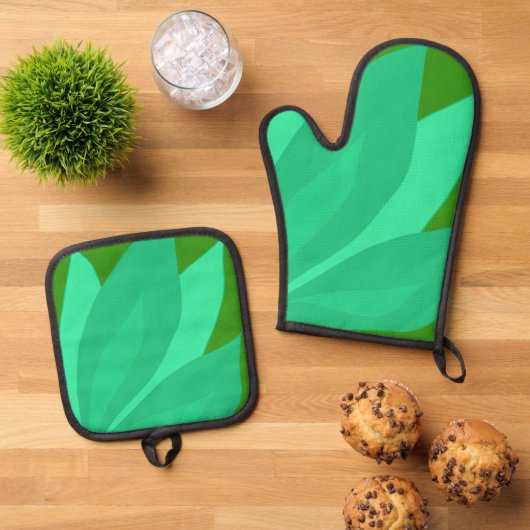 Groen Plant Ovenwant & Pannenlap Set (Top down)