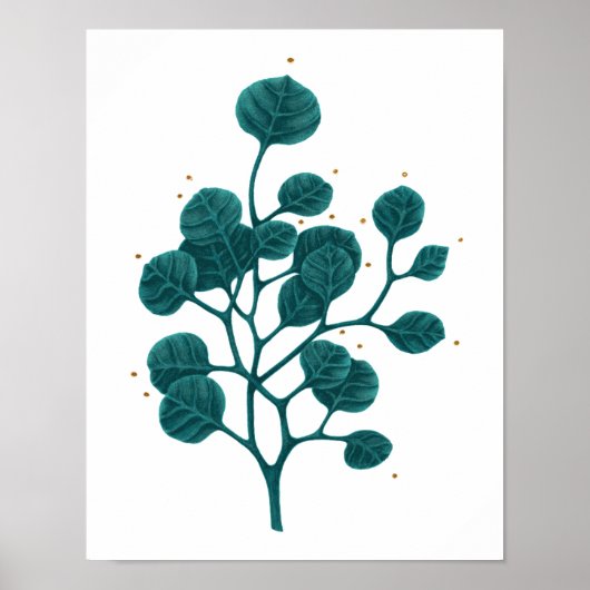 Groen Plant Patroon Pen Tekening Poster (Voorkant)