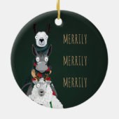 Groen plezier "Merrily Merrily" Winterdieren Keramisch Ornament (Achterkant)