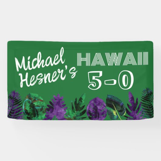 Groen, Plum Hawaii 5-0 50ste verjaardagsfeestje Spandoek (Horizontaal)