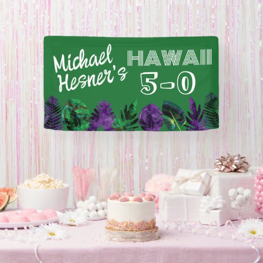 Groen, Plum Hawaii 5-0 50ste verjaardagsfeestje Spandoek (Feest)